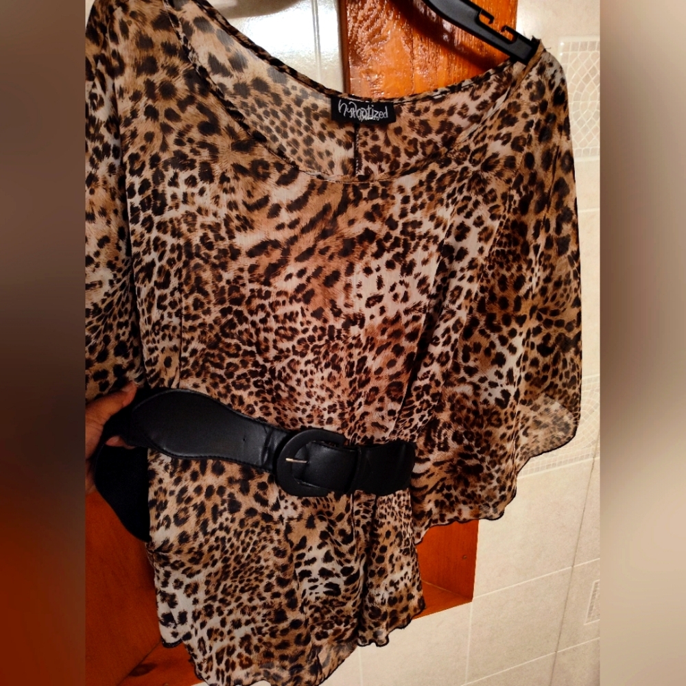 Ladies Sheer Cheetah Print Blouse